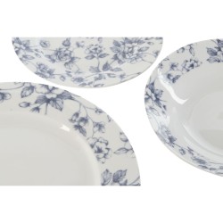 Service de Vaisselle Home ESPRIT Bleu Beige Porcelaine 18 Pièces 27 x 27 x 2 cm