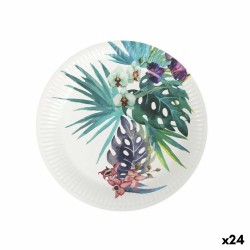 Plate set Algon Disposable Cardboard Tropical 6 Pieces 450 ml (24 Units)