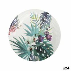 Plate set Algon Disposable Cardboard Tropical 12 Pieces 18 cm (24 Units)