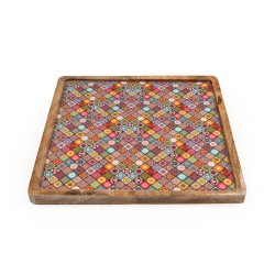 Tray Alexandra House Living Copper Glass Aluminium MDF Wood 26 x 7 x 46 cm