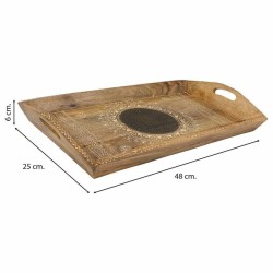 Bandeja de Aperitivos Home ESPRIT Natural Acacia De pie 30 x 30 x 9 cm