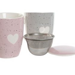 Jeu de Théière Romimex Mauve Céramique 300 ml Tasse avec sous-tasse 3 Pièces