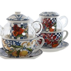 Set de Platos Home ESPRIT Azul Blanco Porcelana 19 x 19 x 2 cm