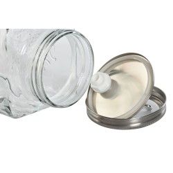 Jar with Lid and Straw Quid Maison Transparent Glass 470 ml (12 Units)